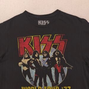 Kiss World Tour 77 Band Crew Neck Graphic T Shirt Mens Size Medium M Black